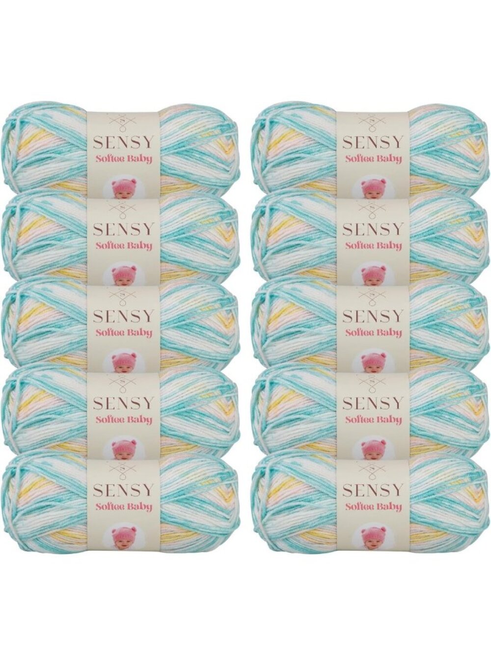 Soft Baby Anti-Pill Acrylic Yarn - 10 Skeins in Turquoise & Yellow Batik